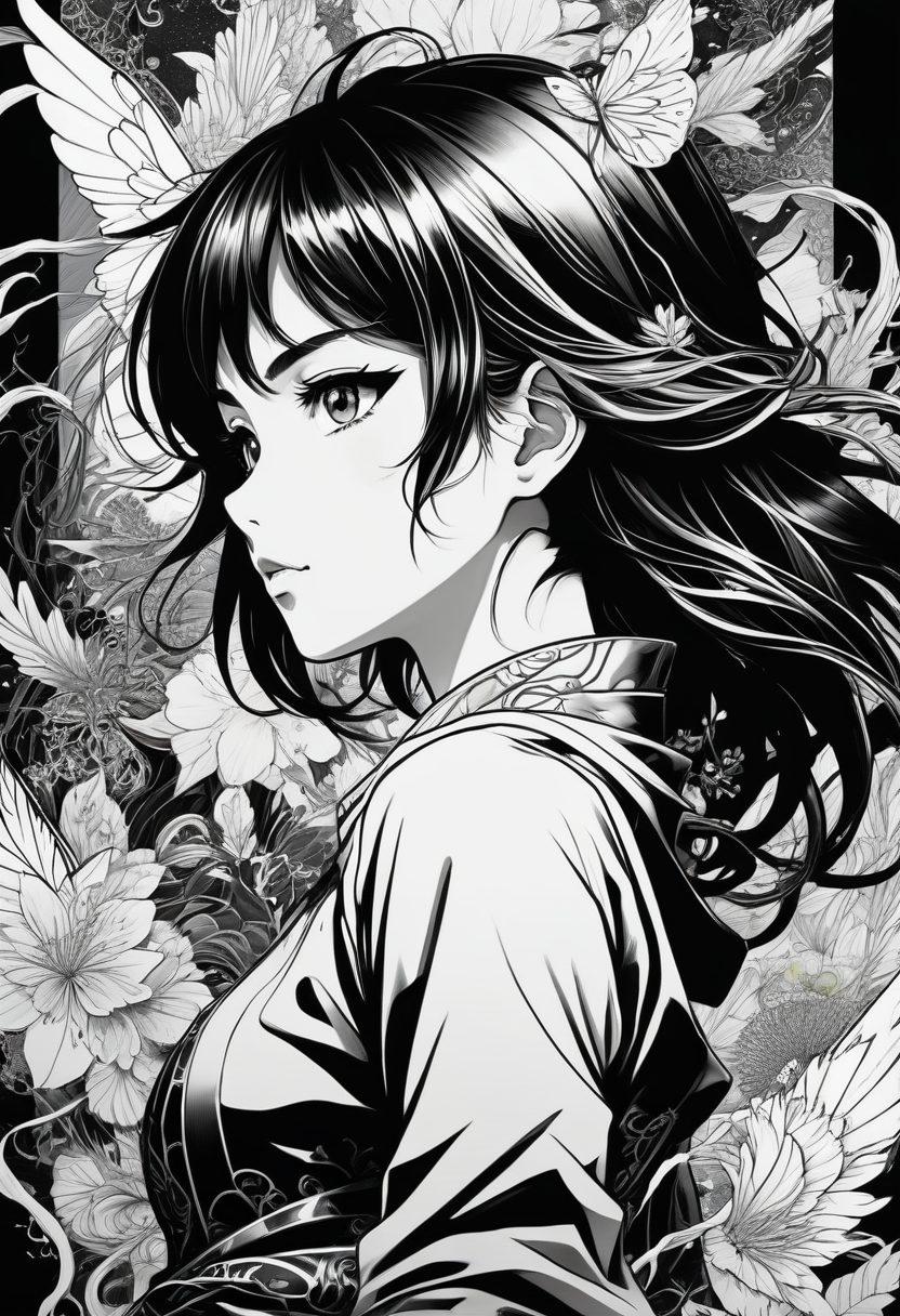 A captivating collage showcasing the evolution of hentai, blending manga illustrations on one side and vibrant anime scenes on the other. The manga section features intricately detailed line art, while the anime side bursts with colorful and dynamic characters. Include a background blending traditional ink and modern digital elements, symbolizing craftsmanship and creativity in storytelling. Emphasize contrast between black and white manga style and vibrant colors of anime. 3D, vibrant colors.